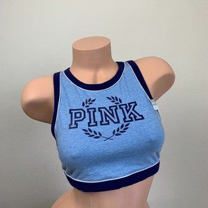 Victoria’s Secret PINK Retro Style Blue Logo Bra Top Bralette M